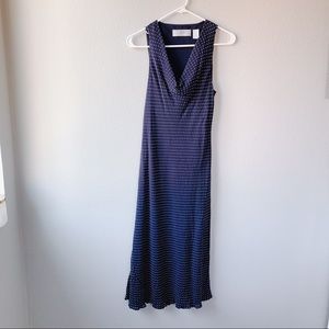City DKNY Blue & White Polka Dot Scoop Neck Dress